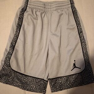 Jordan Gray Basketball Shorts with Elephant Print Trim